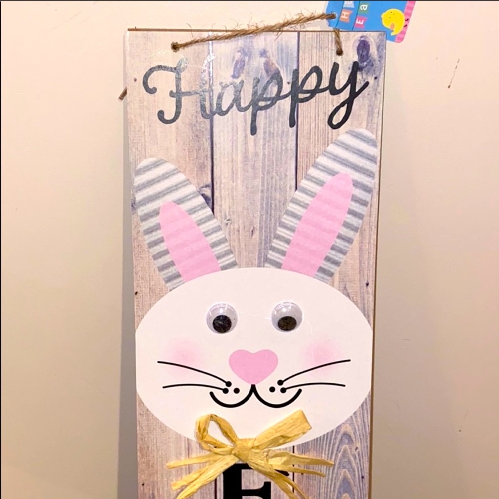 1- Happy Easter Bunny Long Sign - Picture 1 of 4